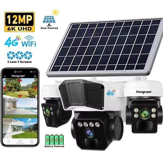 دوربین امنیتی خورشیدی اوکم مدل TL3 با ۳ لنز ۱۲ مگاپیکسل